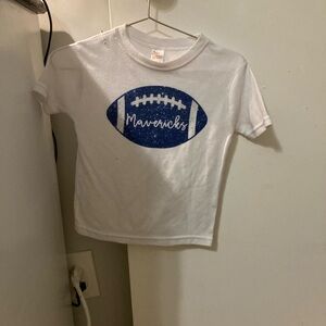Kids White and Blue Mavericks Football T-Shirt